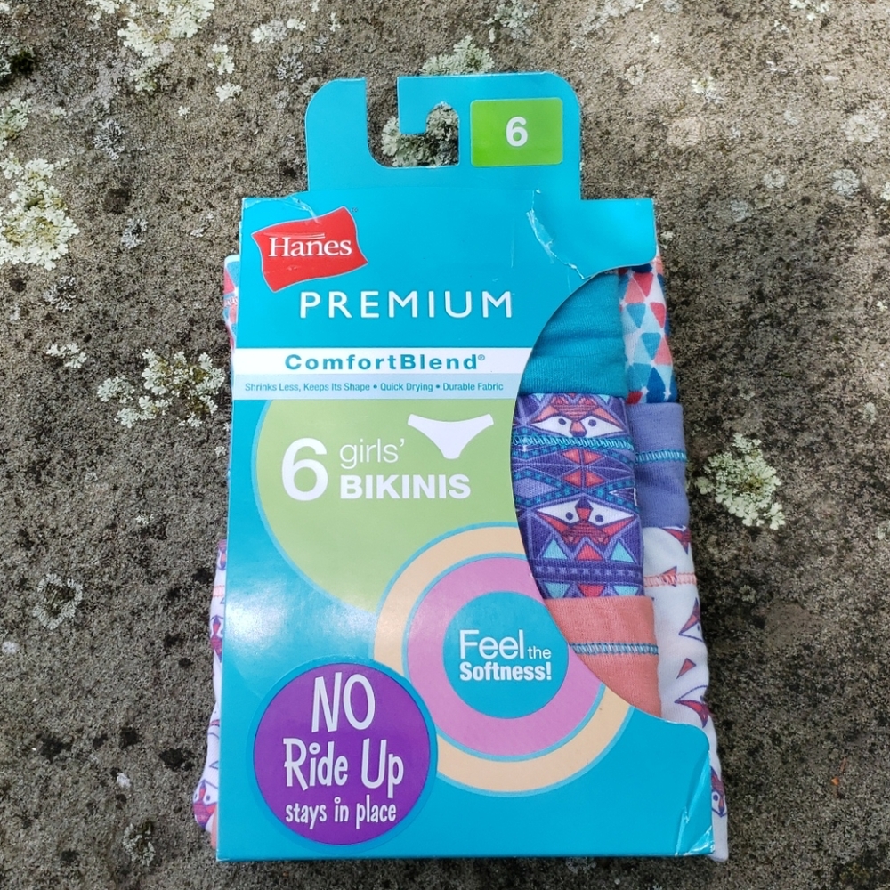 Hanes Bikini Underwear 6 pairs Girls Size 6